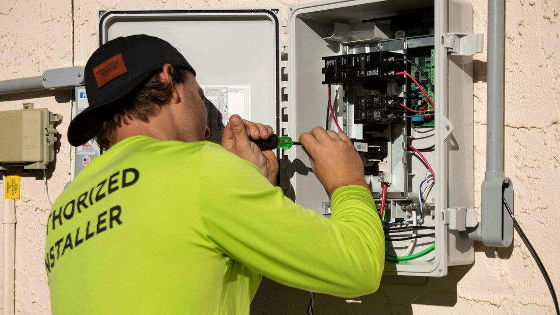 Authorised solar installer performing maintenance on a solar energy system